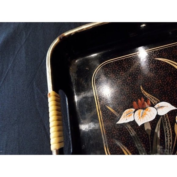 Vintage Toyo Lacquer Black Hard Plastic‎ Serving Tray 10.5" x 7" x 1 1/4" (9d1) - Picture 2 of 5